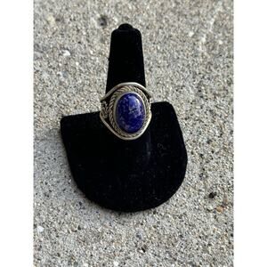 Vintage Sterling Silver Lapis Lazuli Statement Ring Signed‎ Mecheon Mexico Sz 9